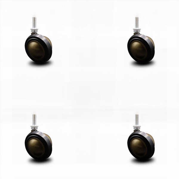 2.25 Inch Antique Soft Tread Ball Caster - 5/16 Inch Threaded Stem, 4PK